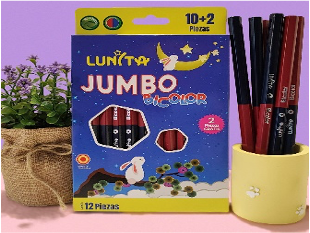 5502(Caja-36)LAPICES BICOLOR JUMBO LUNITA 10+2 PZS