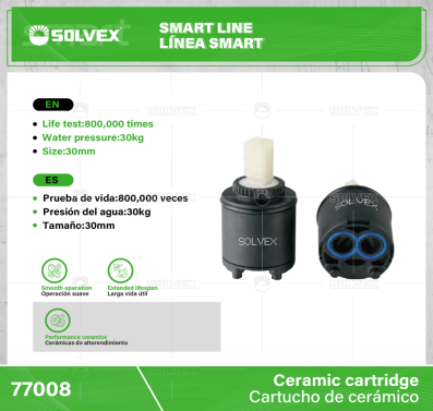 77008-(Caja master 1 CTN=100 SKU)-(MOQ 25 SKU)-Cartucho de cerámico
Cartucho de sellado superior