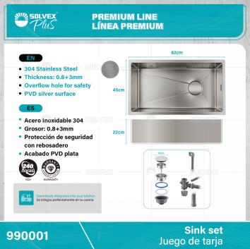 990001-(Caja master 1 CTN=1 SKU)-(MOQ 1 SKU)-Acero Inoxidable 304
Tamaño: 82*45*22cm