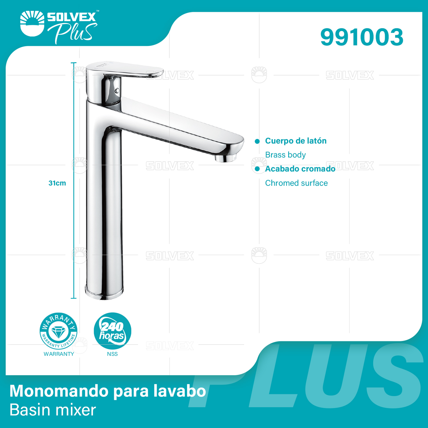 991003 (Caja master 5)(MOQ 1 pz=1 caja) Monomando para lavabo Basin mixer