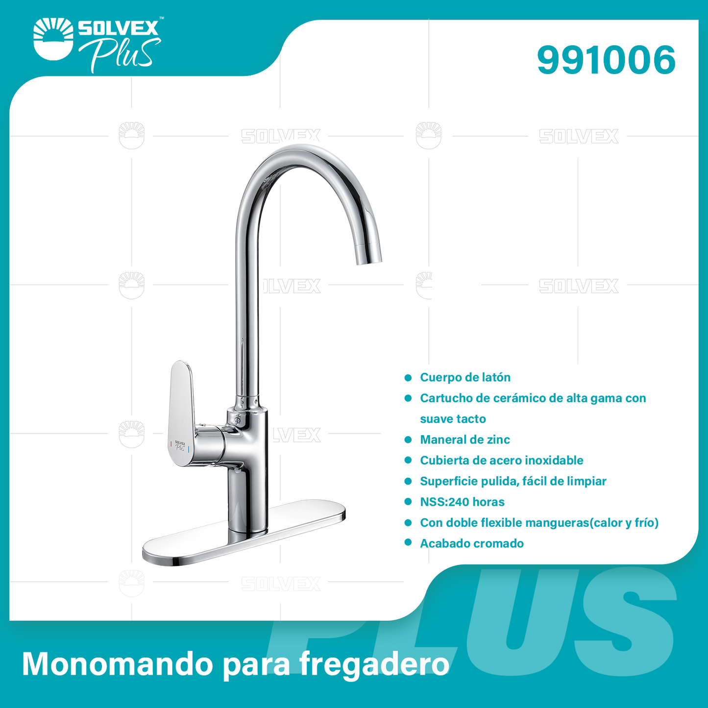 991006-(Caja master 1 CTN=5 SKU)-(MOQ 1 SKU)-Monomando para fregadero
Cuerpo de latón