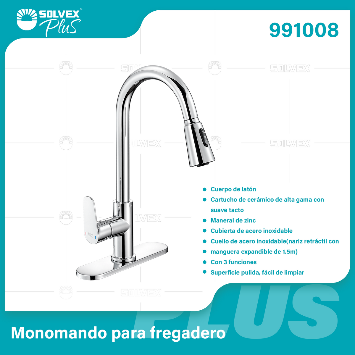 991008-(Caja master 1 CTN=5 SKU)-(MOQ 1 SKU)-Monomando para fregadero
Cuerpo de latón