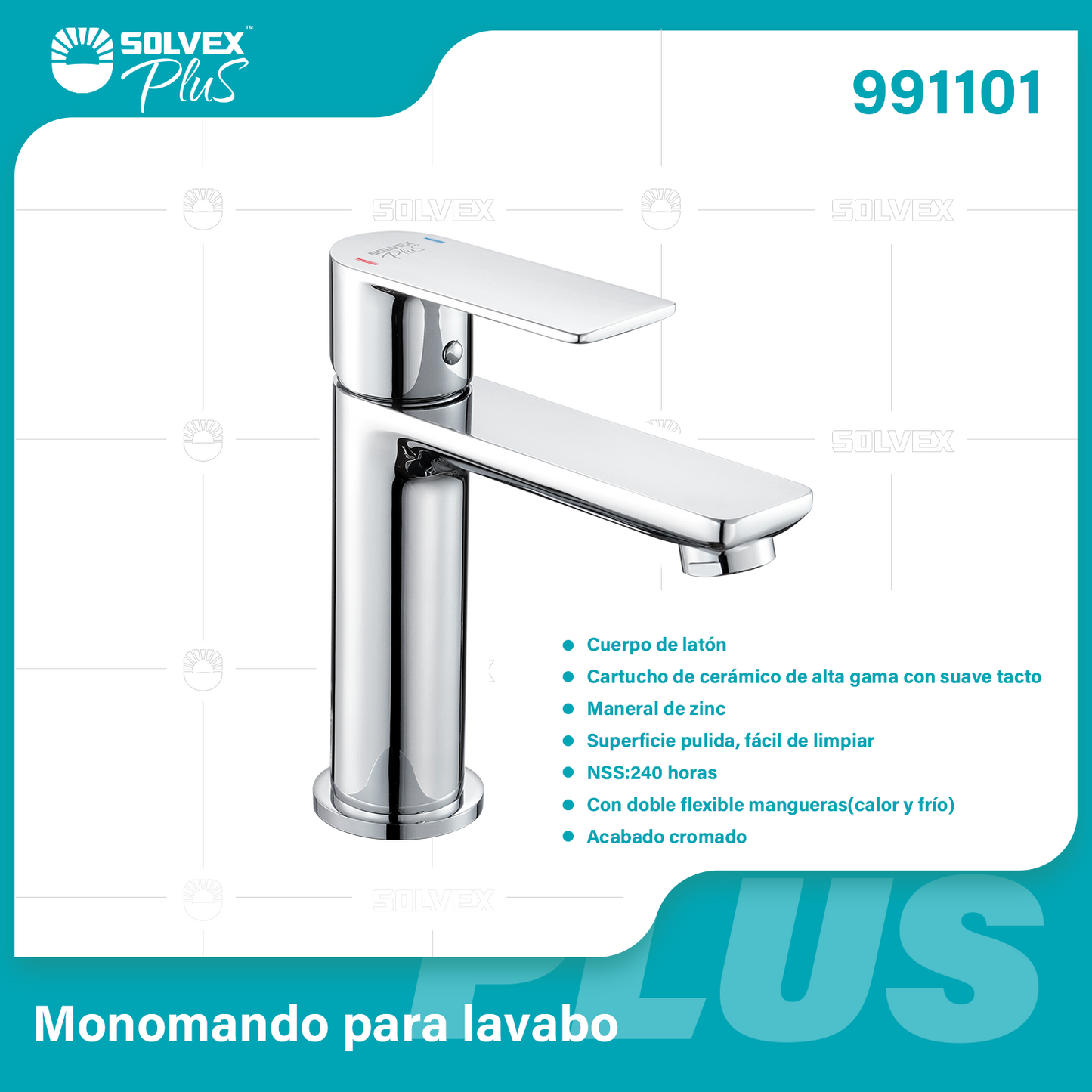 991101-(Caja master 1 CTN=5 SKU)-(MOQ 1 SKU)-Monomando para lavabo
Cuerpo de latón