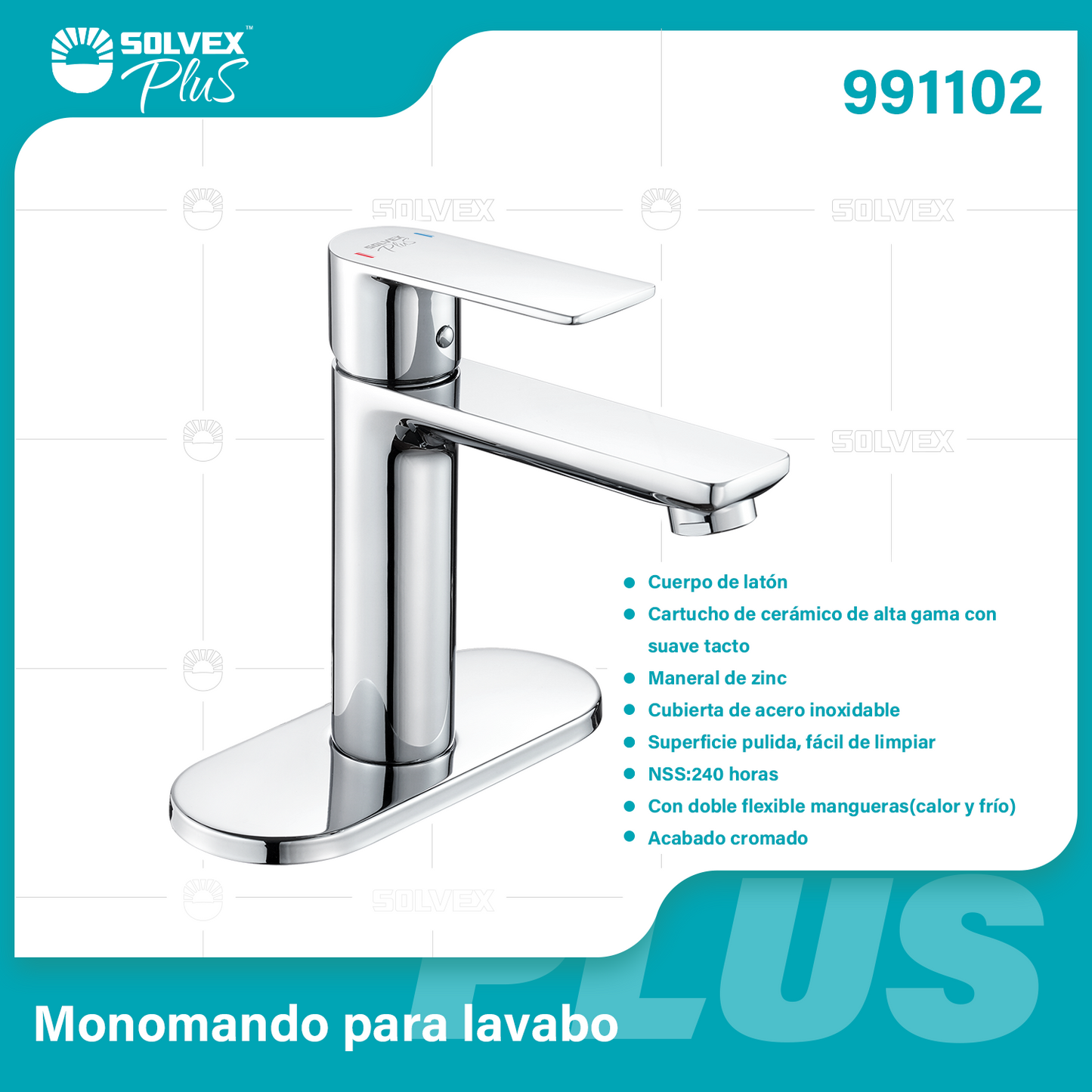 991102-(Caja master 1 CTN=5 SKU)-(MOQ 1 SKU)-Monomando para lavabo
Cuerpo de latón