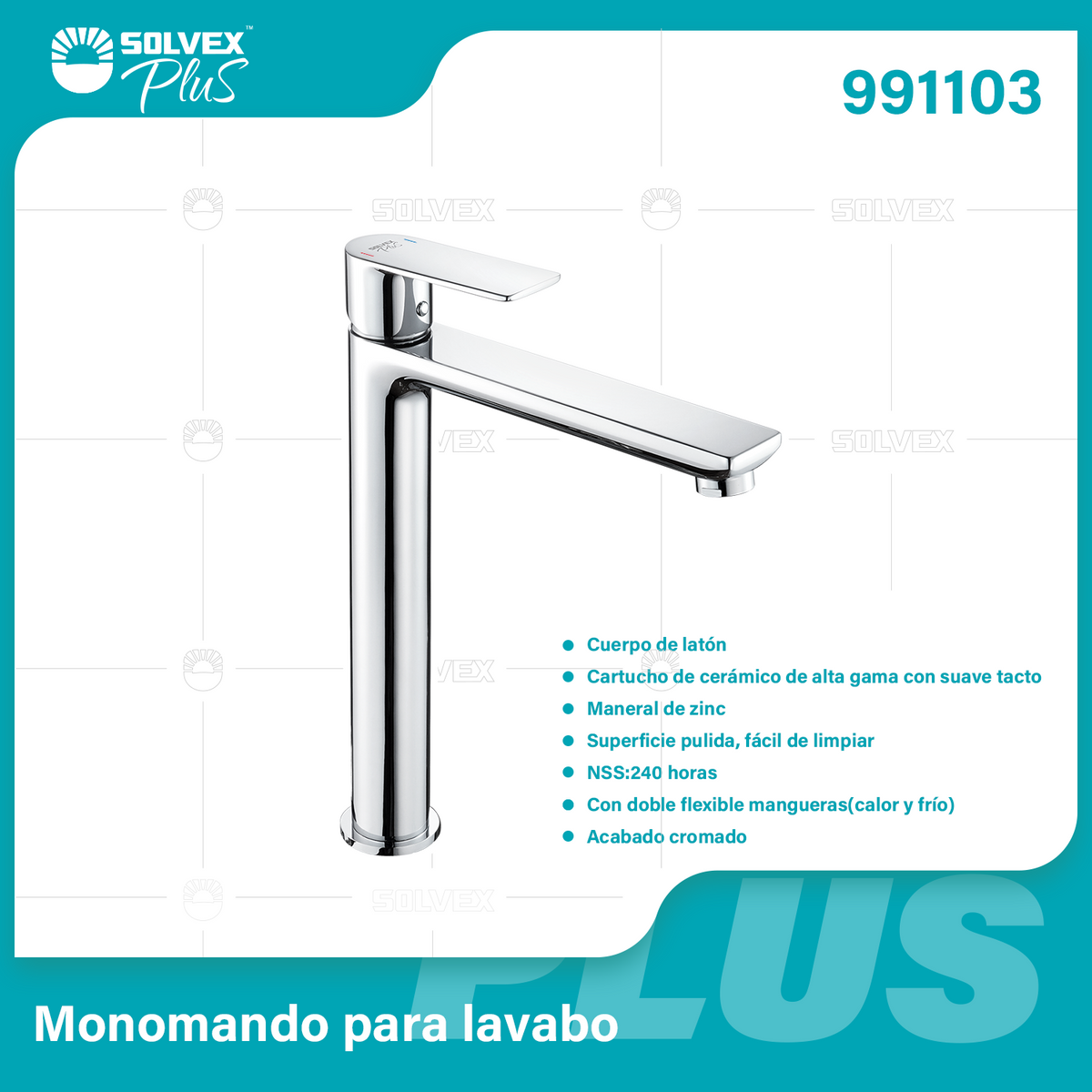 991103-(Caja master 1 CTN=5 SKU)-(MOQ 1 SKU)-Monomando para lavabo
Cuerpo de latón