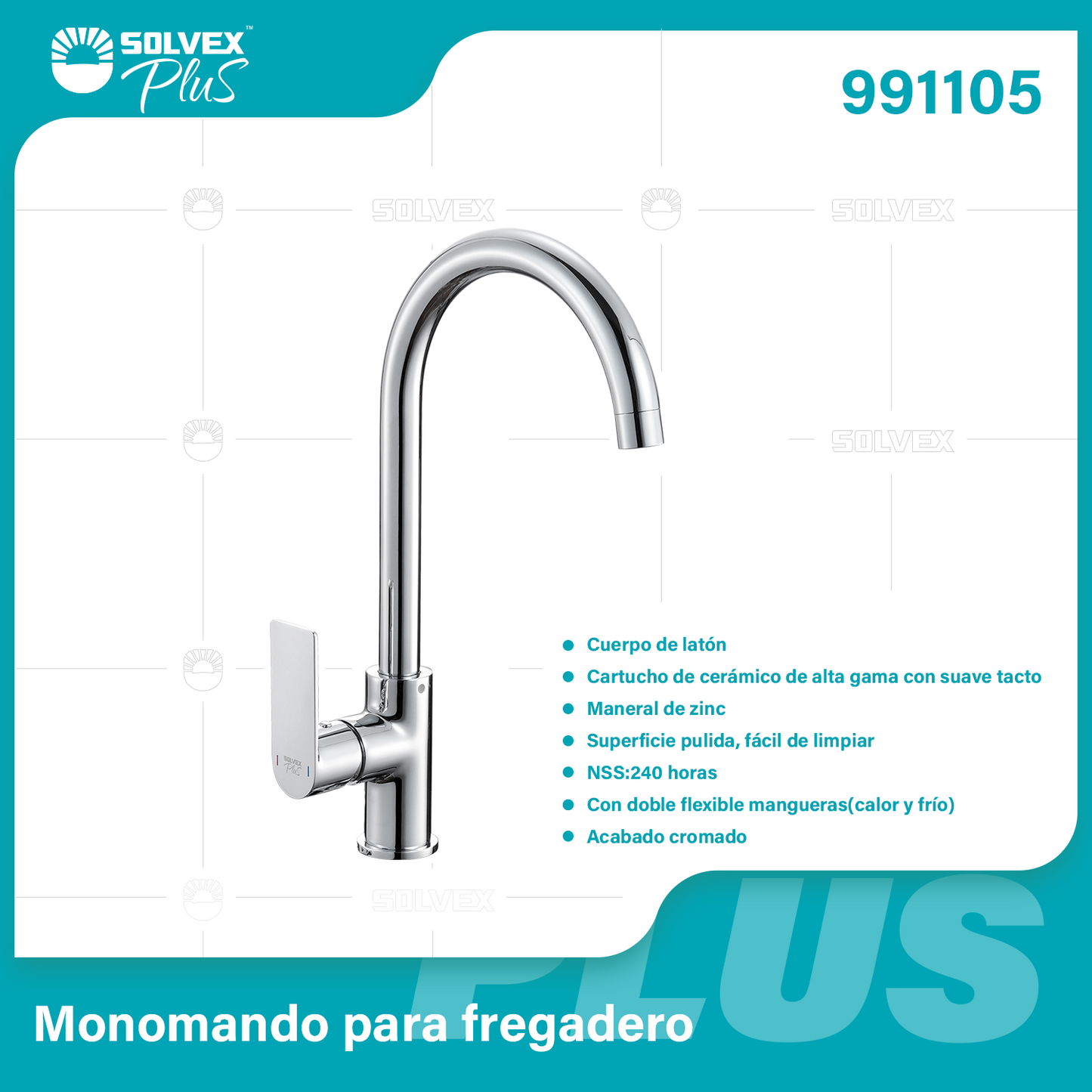 991105-(Caja master 1 CTN=5 SKU)-(MOQ 1 SKU)-Monomando para fregadero
Cuerpo de latón