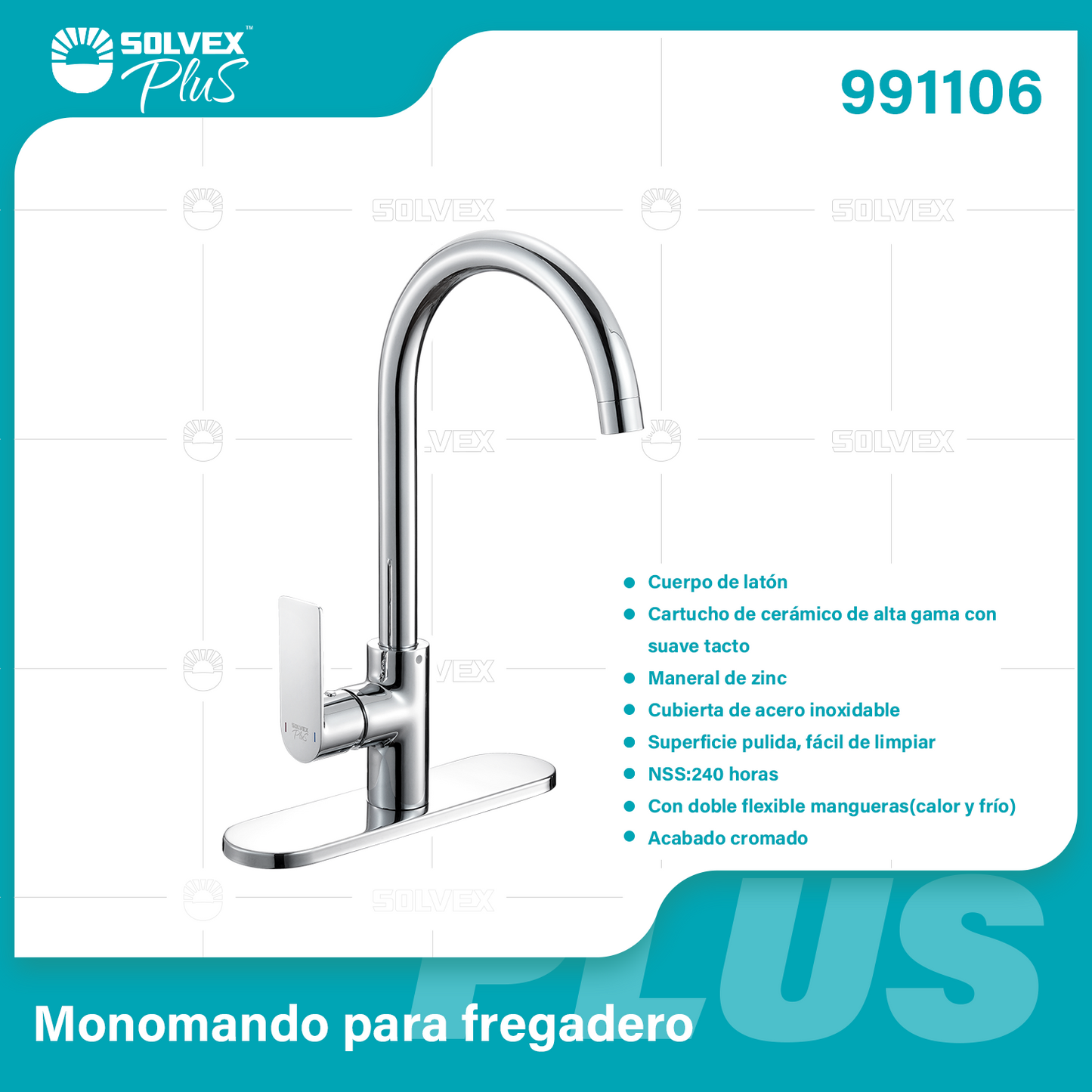 991106-(Caja master 1 CTN=5 SKU)-(MOQ 1 SKU)-Monomando para fregadero
Cuerpo de latón