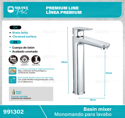 991302-(Caja master 1 CTN=5 SKU)-(MOQ 1 SKU)-Monomando para lavabo
Cuerpo de latón,latón de alta calidad(CW617N/CC757S)