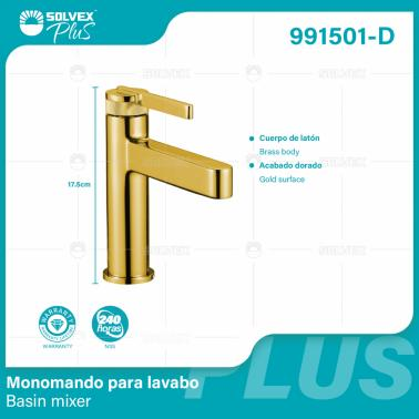 991501-D-(Caja master 1 CTN=5 SKU)-(MOQ 1 SKU)-Monomando para lavabo
Cuerpo de latón
