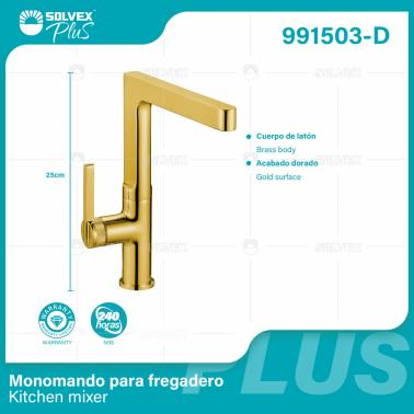 991503-D-(Caja master 1 CTN=5 SKU)-(MOQ 1 SKU)-Monomando para fregadero
Cuerpo de latón