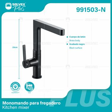 991503-N-(Caja master 1 CTN=5 SKU)-(MOQ 1 SKU)-Monomando para fregadero
Cuerpo de latón