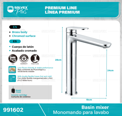 991602-(Caja master 1 CTN=5 SKU)-(MOQ 1 SKU)-Monomando para lavabo
Cuerpo de latón,latón de alta calidad(CW617N/CC757S)