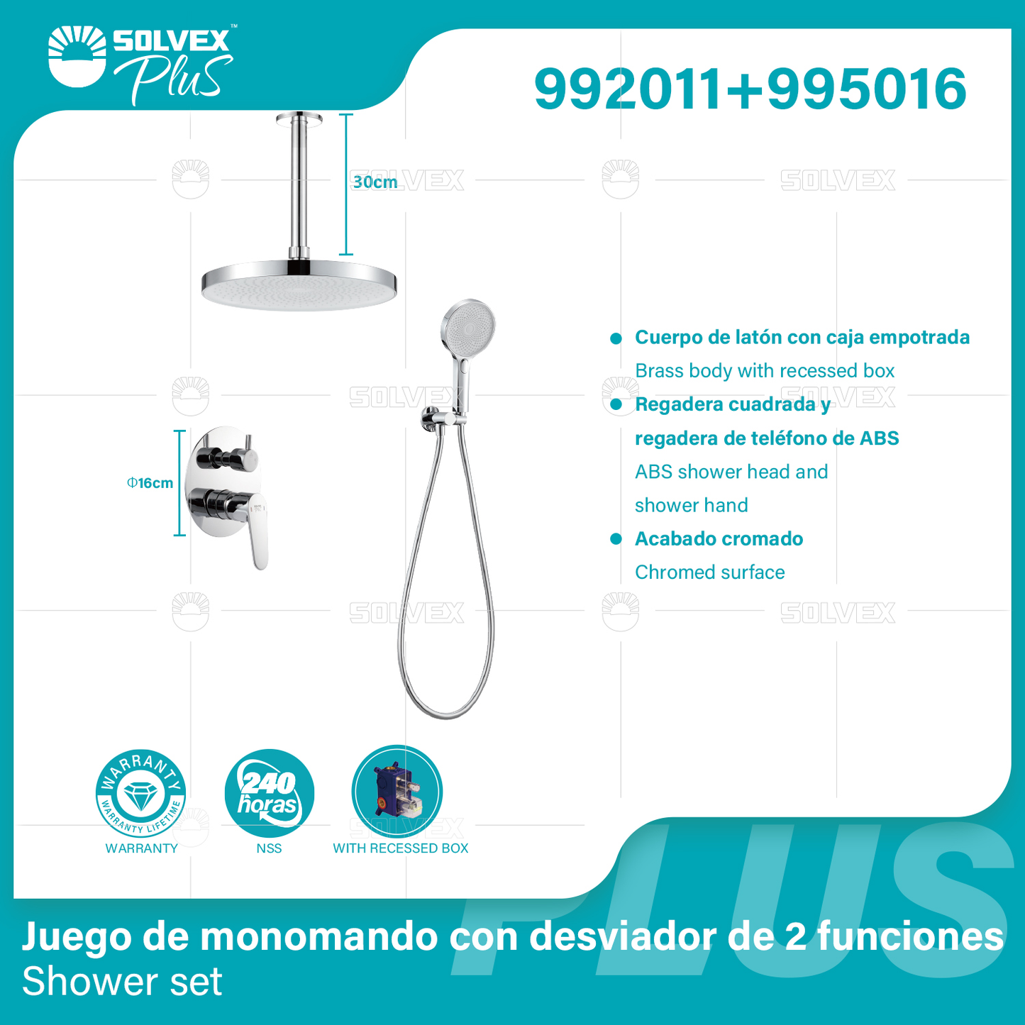 992011+995016 (Caja master 6+6)(MOQ 1 pz/ caja+1 juego/ caja=1 juego) Juego de monomando con desviador de 2 funciones Shower set