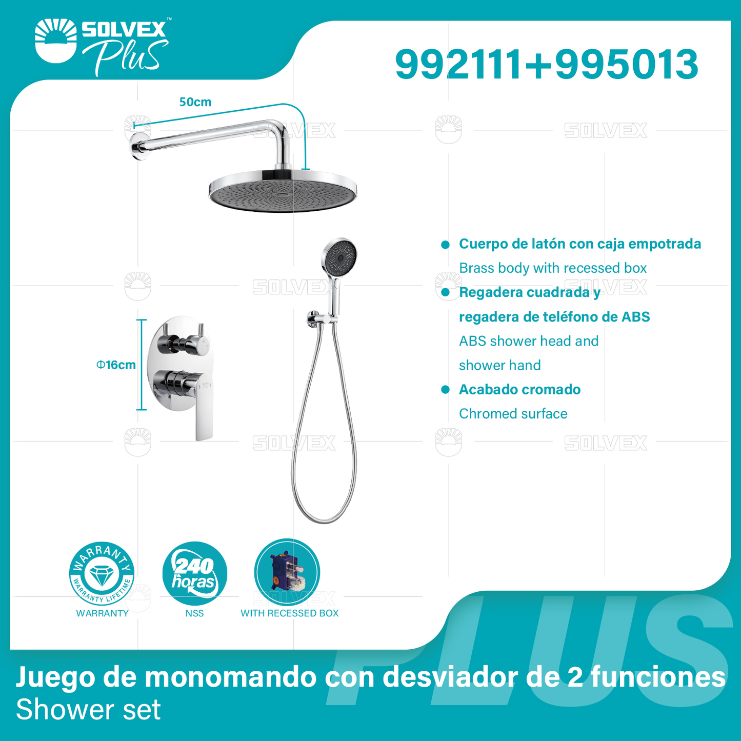 992111+995013 (Caja master 6+6)(MOQ 1 pz/ caja+1 juego/ caja=1 juego) Juego de monomando con desviador de 2 funciones Shower set