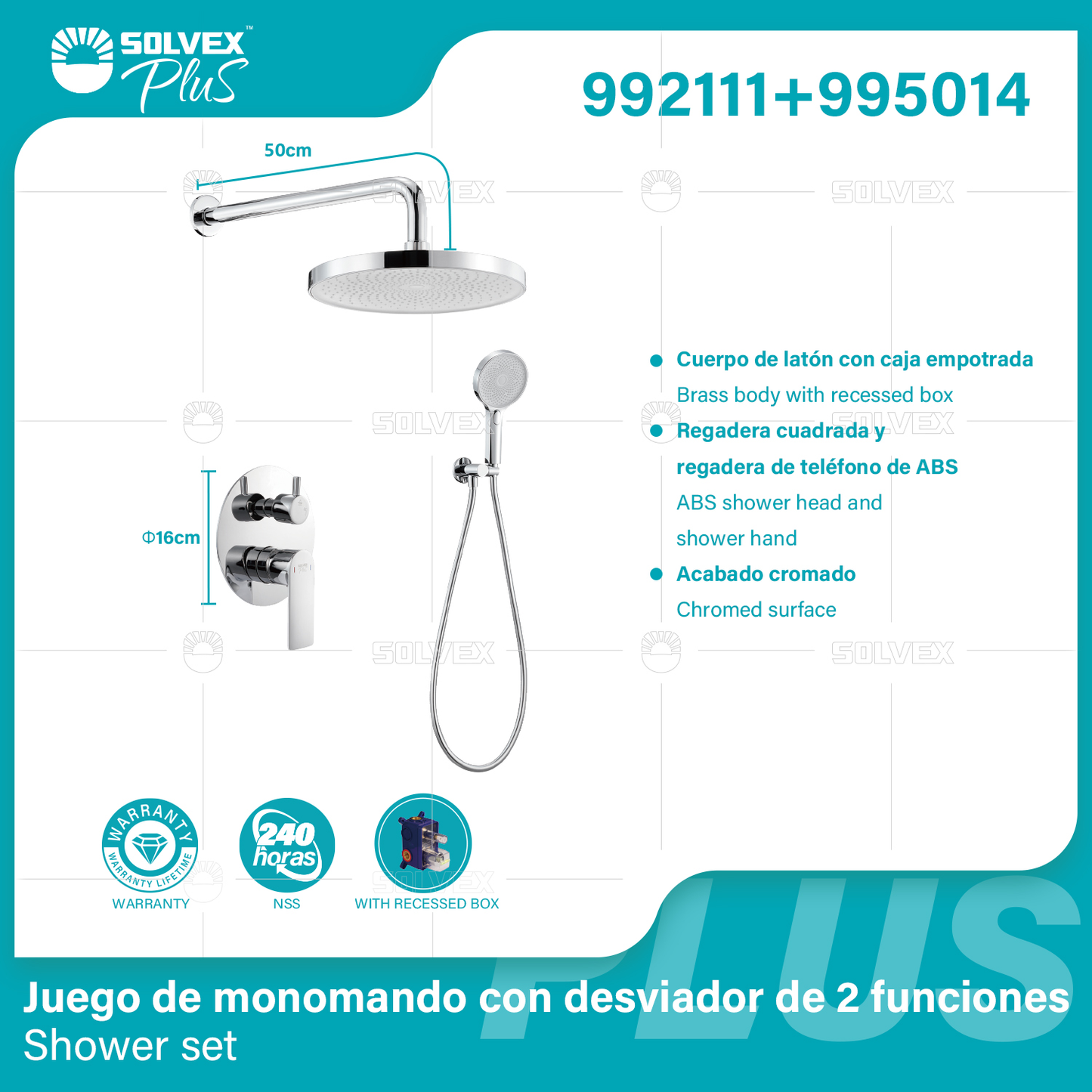 992111+995014 (Caja master 6+6)(MOQ 1 pz/ caja+1 juego/ caja=1 juego) Juego de monomando con desviador de 2 funciones Shower set