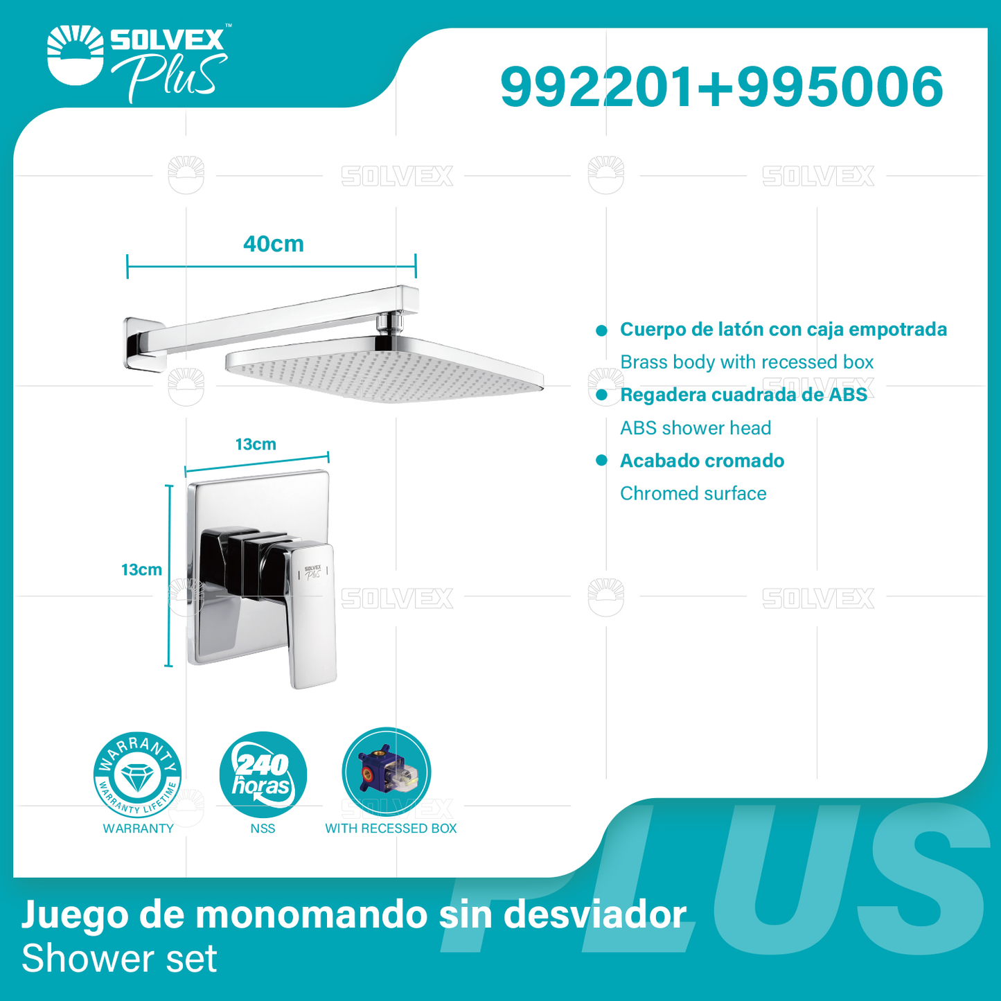 992201+995006 (Caja master 6+6)(MOQ 1 pz/ caja+1 juego/ caja=1 juego) Juego de monomando sin desviador Shower set