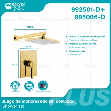 992501-D+995006-D-(Caja master 1 CTN=6 SKU)-(MOQ 1 SKU)-Juego de monomando sin desviador
Cuerpo de latón con caja empotrada