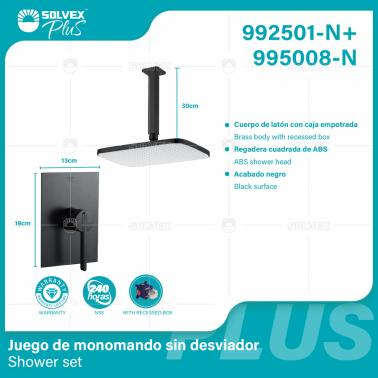 992501-N+995008-N-(Caja master 1 CTN=6 SKU)-(MOQ 1 SKU)-Juego de monomando sin desviador
Cuerpo de latón con caja empotrada