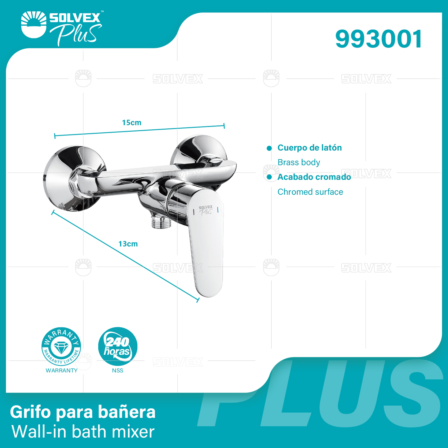 993001 (Caja master 6)(MOQ 1 pz=1 caja) Grifo para banera Wall-in bath mixer