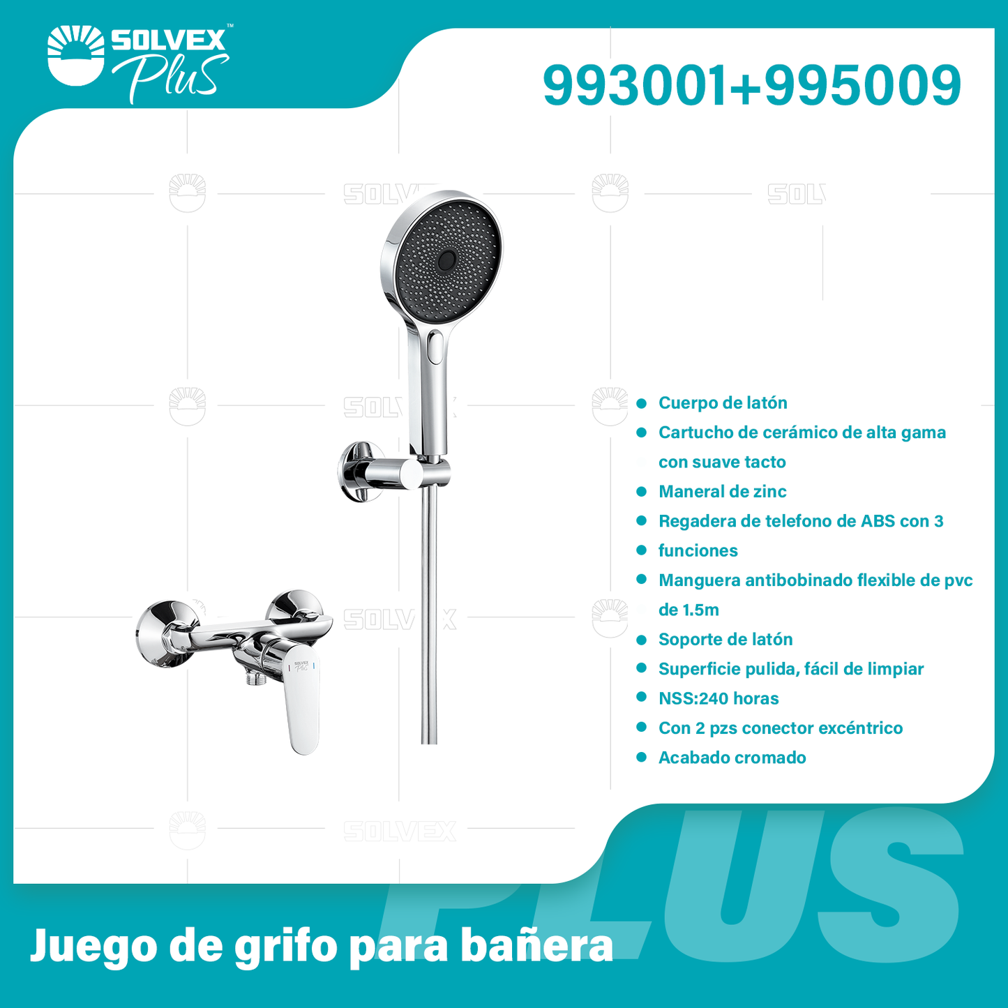 993001+995009-(Caja master 1 CTN=6 SKU)-(MOQ 1 SKU)-Juego de grifo para bañera
Cuerpo de latón