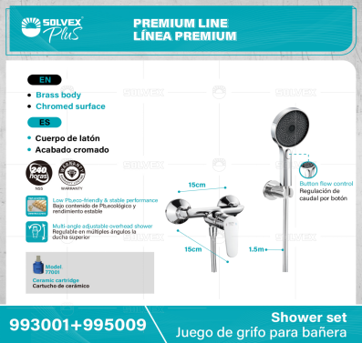 993001+995009-(Caja master 1 CTN=6 SKU)-(MOQ 1 SKU)-Juego de grifo para bañera
Cuerpo de latón,latón de alta calidad(CW617N/CC757S)