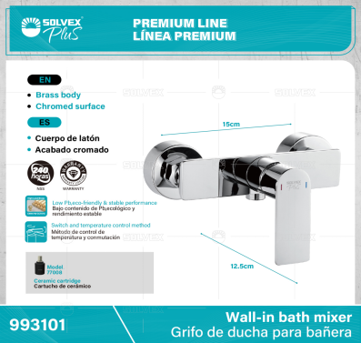 993101-(Caja master 1 CTN=6 SKU)-(MOQ 1 SKU)-Grifo de ducha para bañera
Cuerpo de latón,latón de alta calidad(CW617N/CC757S)