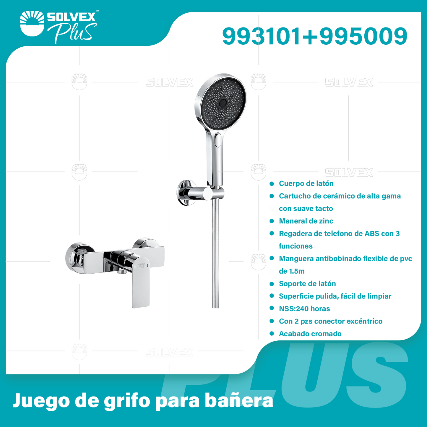 993101+995009-(Caja master 1 CTN=6 SKU)-(MOQ 1 SKU)-Juego de grifo para bañera
Cuerpo de latón