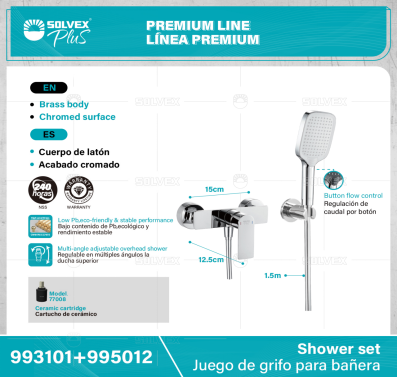 993101+995012-(Caja master 1 CTN=6 SKU)-(MOQ 1 SKU)-Juego de grifo para bañera
Cuerpo de latón,latón de alta calidad(CW617N/CC757S)