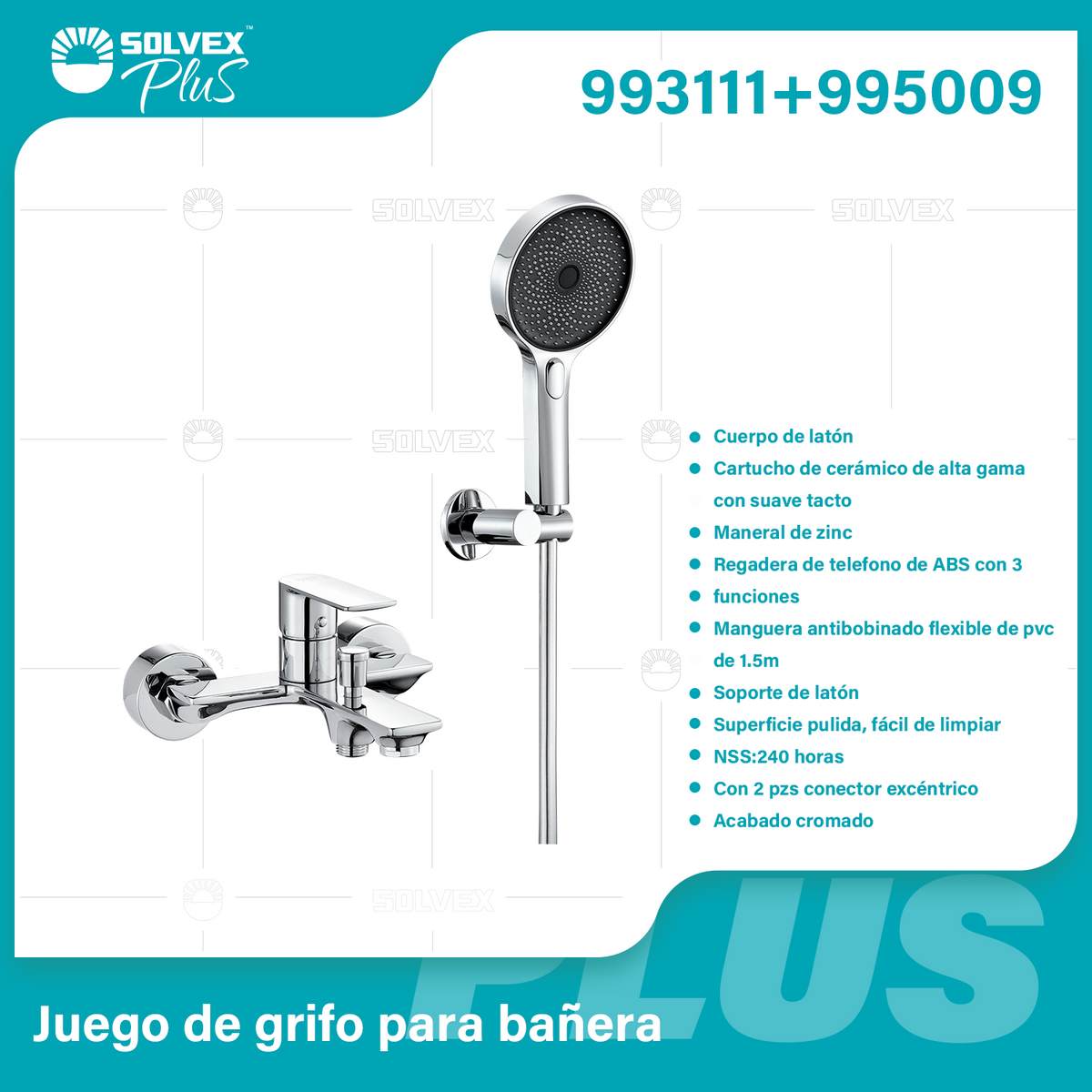 993111+995009-(Caja master 1 CTN=6 SKU)-(MOQ 1 SKU)-Juego de grifo para bañera
Cuerpo de latón
