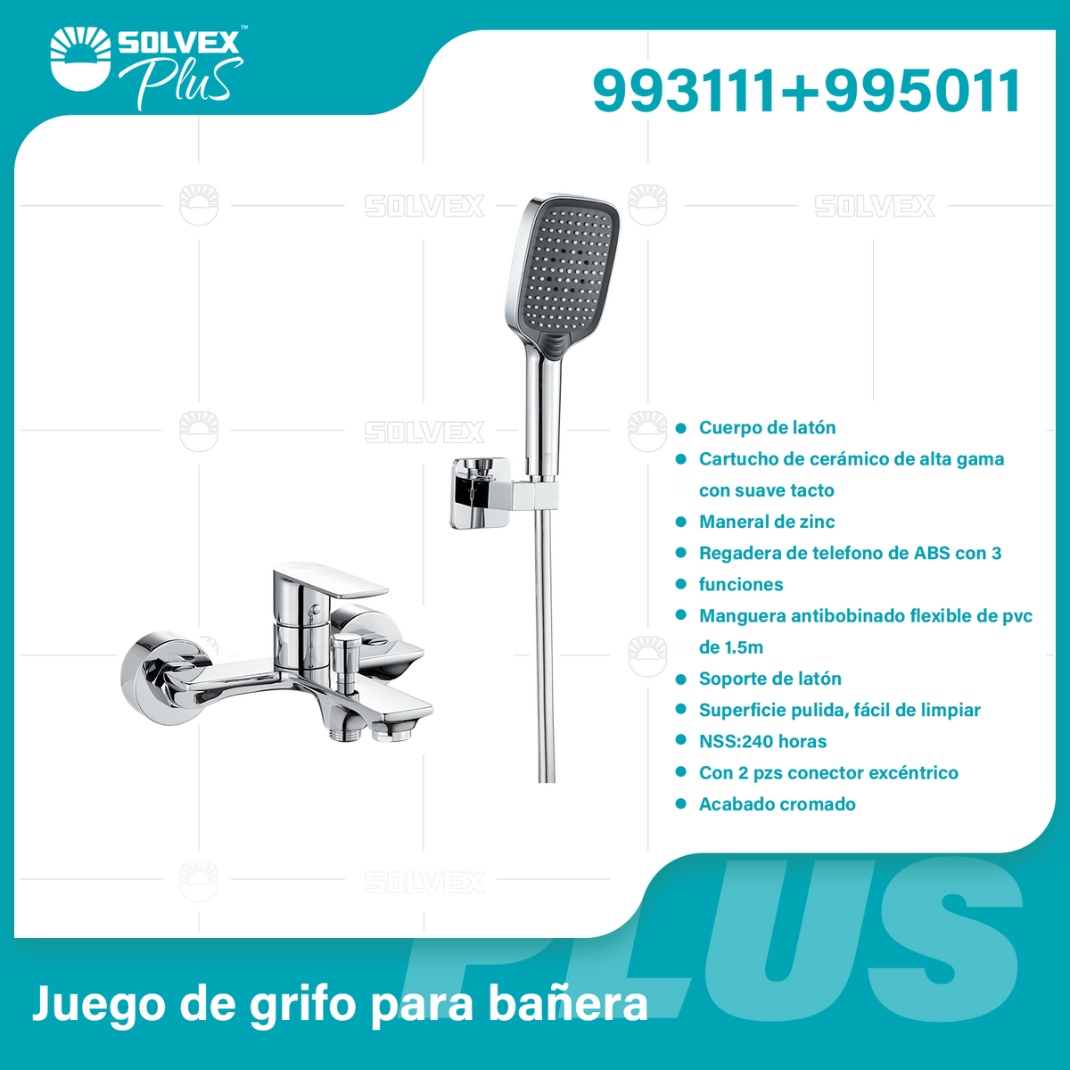 993111+995011-(Caja master 1 CTN=6 SKU)-(MOQ 1 SKU)-Juego de grifo para bañera
Cuerpo de latón
