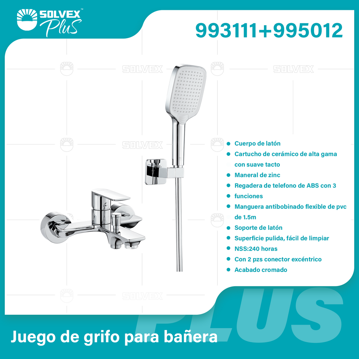 993111+995012-(Caja master 1 CTN=6 SKU)-(MOQ 1 SKU)-Juego de grifo para bañera
Cuerpo de latón