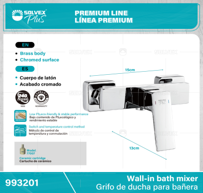 993201-(Caja master 1 CTN=6 SKU)-(MOQ 1 SKU)-Grifo de ducha para bañera
Cuerpo de latón,latón de alta calidad(CW617N/CC757S)
