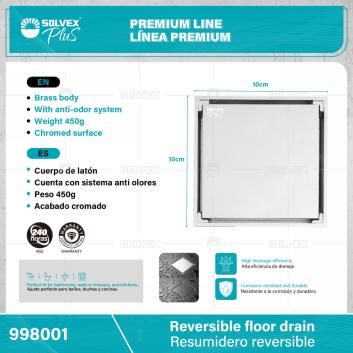 998001-(Caja master 1 CTN=30 SKU)-(MOQ 1 SKU)-Resumidero reversible
Cuerpo de latón