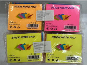 JT-C3(Caja-600)NOTA DE POSTICK PAPEL NEON
100 HOJAS 3x3 PULGADAS