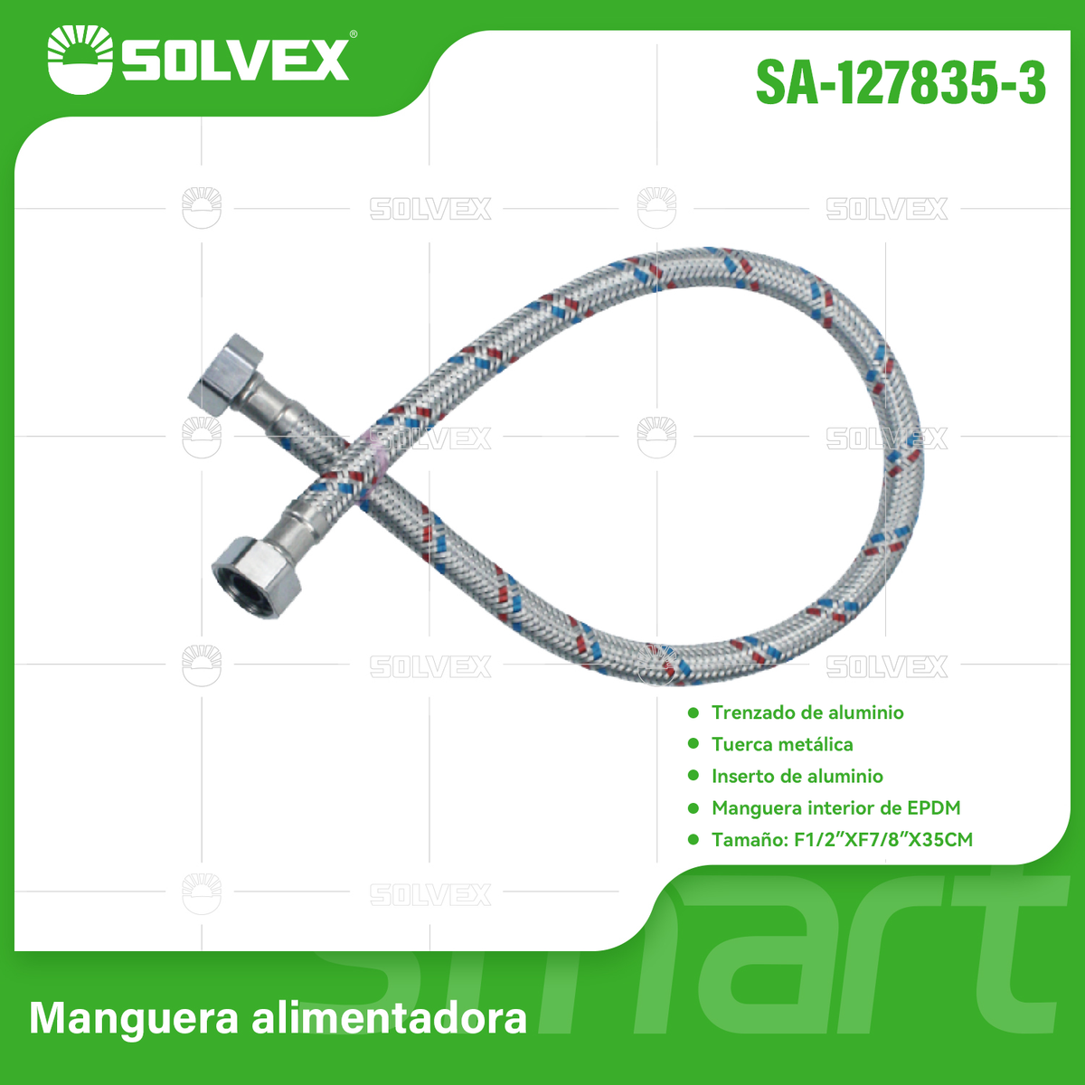 SA-127835-3-(Caja master 1 CTN=150 SKU)-(MOQ 10 SKU)-Manguera flexibles trenzado aluminio
Trenzado de aluminio