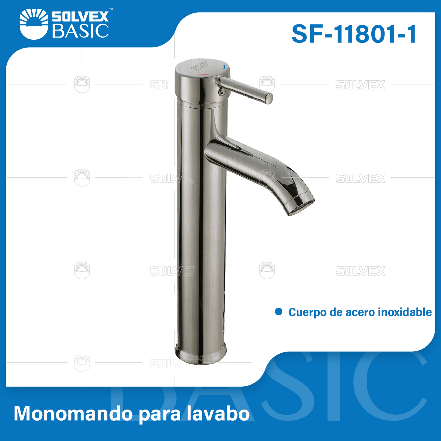SF-11801-1-(Caja master 1 CTN=10 SKU)-(MOQ 1 SKU)-Monomando para lavabo
Cuerpo de acero inoxidable