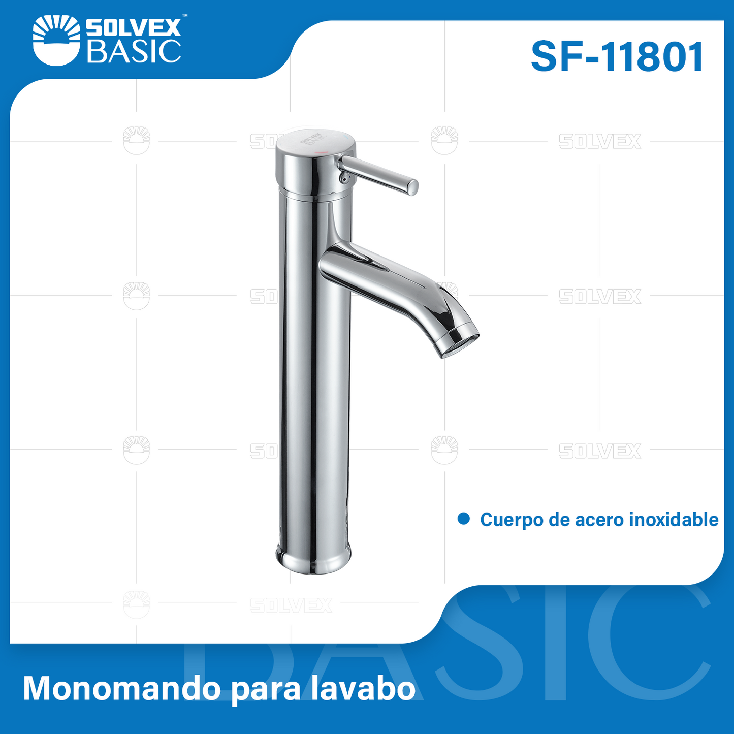 SF-11801-(Caja master 1 CTN=10 SKU)-(MOQ 1 SKU)-Monomando para lavabo
Cuerpo de acero inoxidable