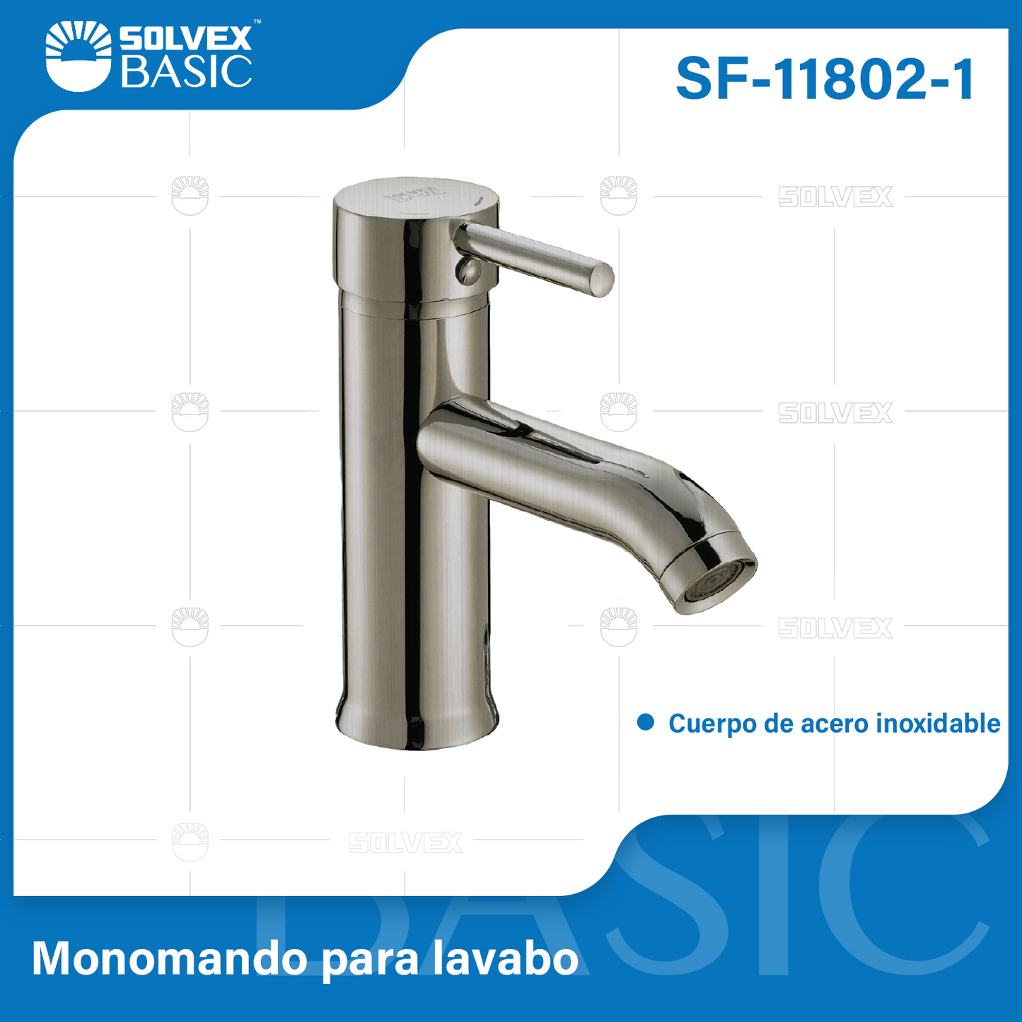 SF-11802-1-(Caja master 1 CTN=10 SKU)-(MOQ 1 SKU)-Monomando para lavabo
Cuerpo de acero inoxidable