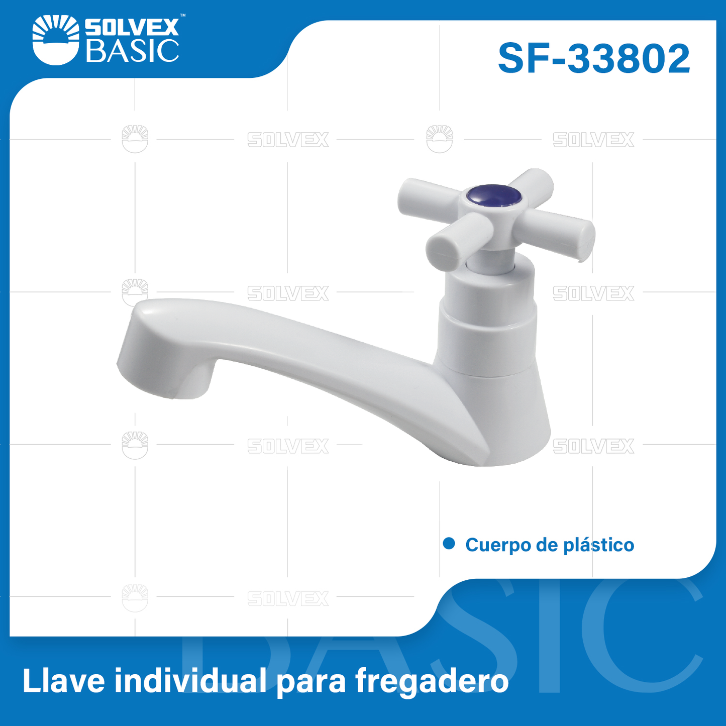SF-33802-(Caja master 1 CTN=50 SKU)-(MOQ 1 SKU)-Llave individual para lavabo
Cuerpo de plástico