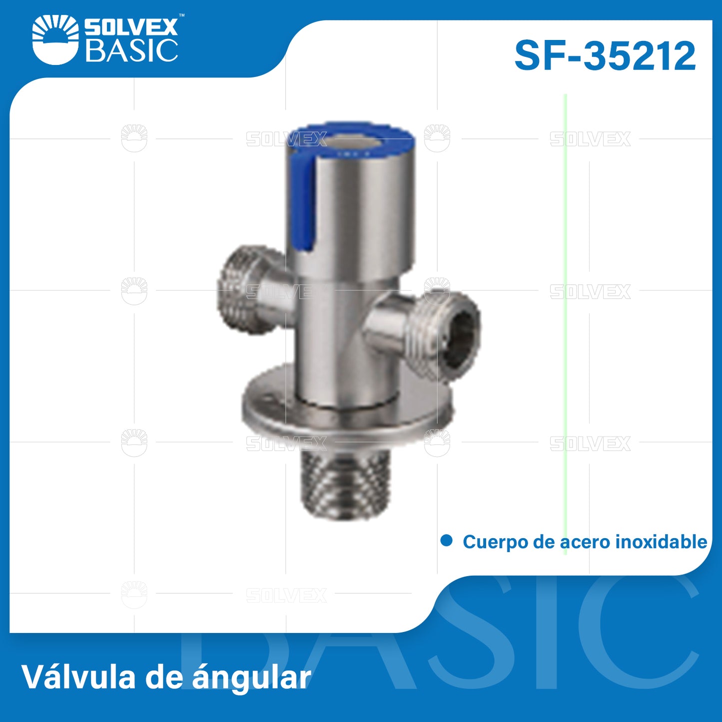 SF-35212-(Caja master 1 CTN=100 SKU)-(MOQ 1 SKU)-Válvula de ángulo
Cuerpo y maneral de acero inoxidable