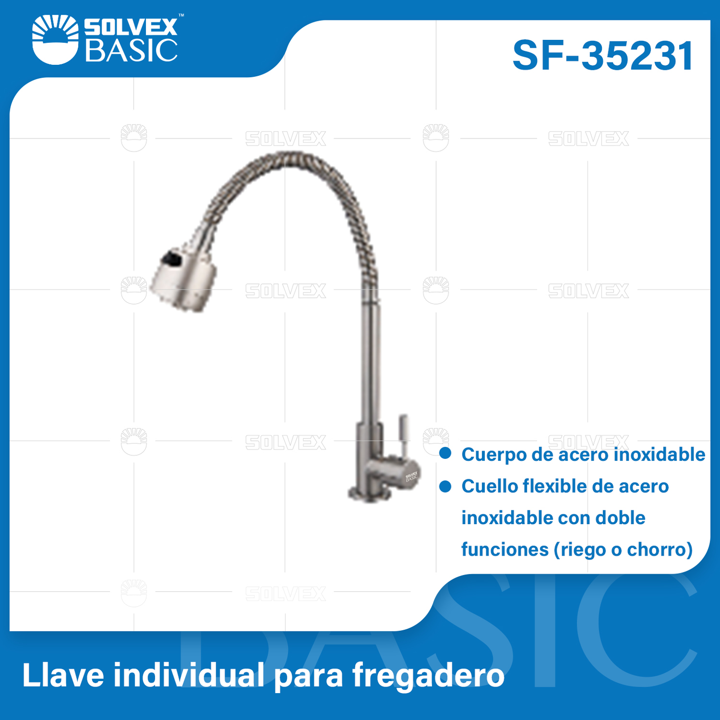 SF-35232-(Caja master 1 CTN=40 SKU)-(MOQ 1 SKU)-Llave individual para fregadero
Cuerpo y maneral de acero inoxidable