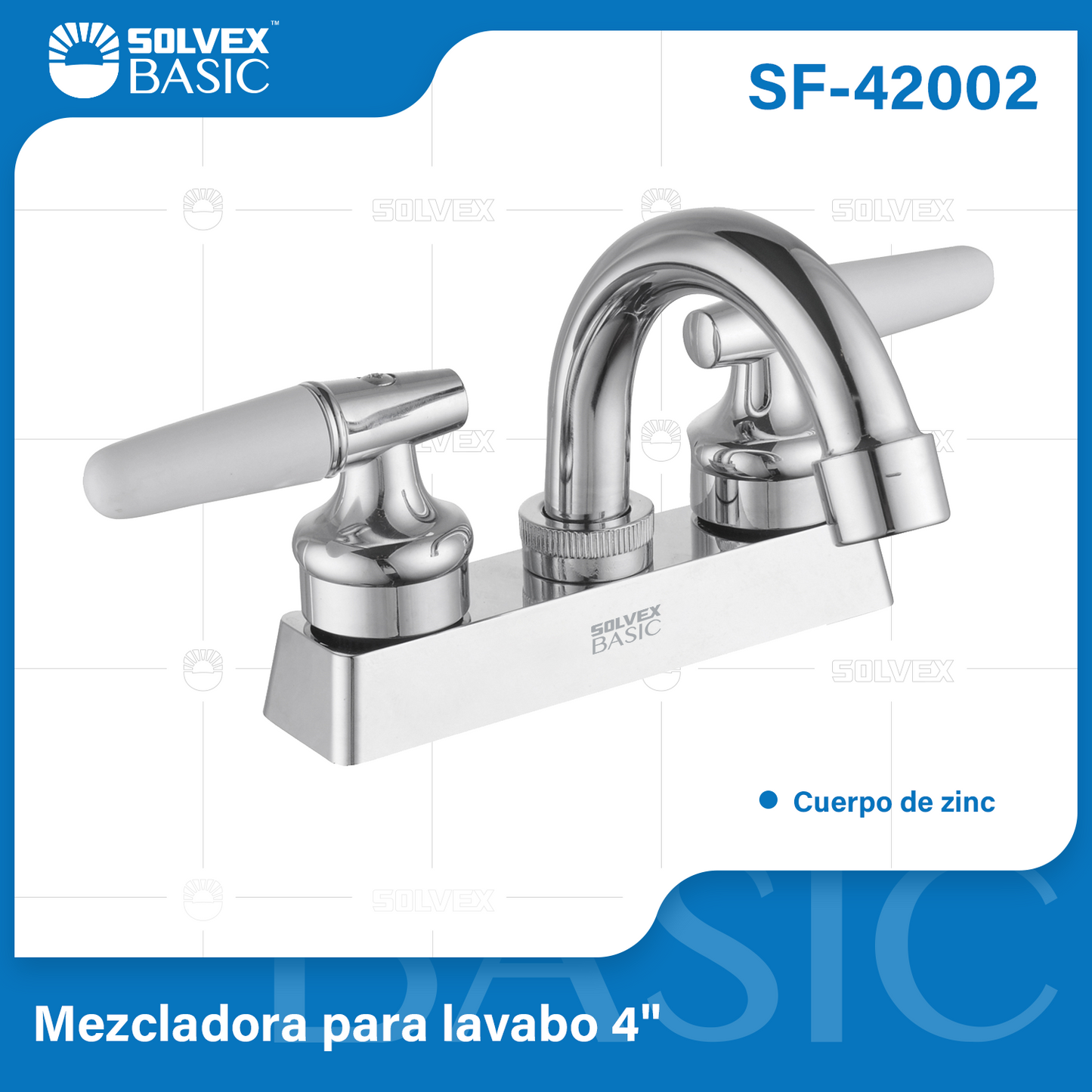 SF-42002-(Caja master 1 CTN=20 SKU)-(MOQ 1 SKU)-Mezcladora para lavabo 4"
Cuerpo de zinc