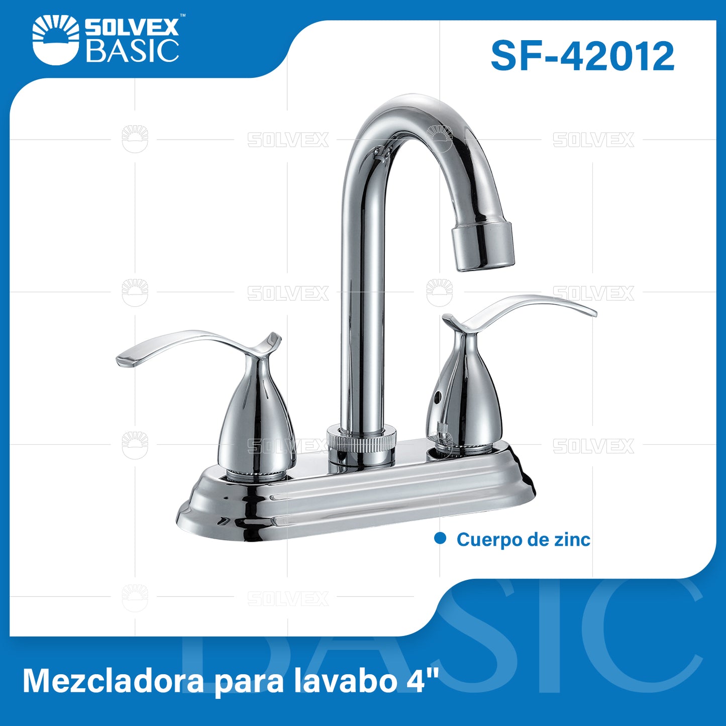 SF-42012-(Caja master 1 CTN=20 SKU)-(MOQ 1 SKU)-Mezcladora para lavabo 4"
Cuerpo de zinc