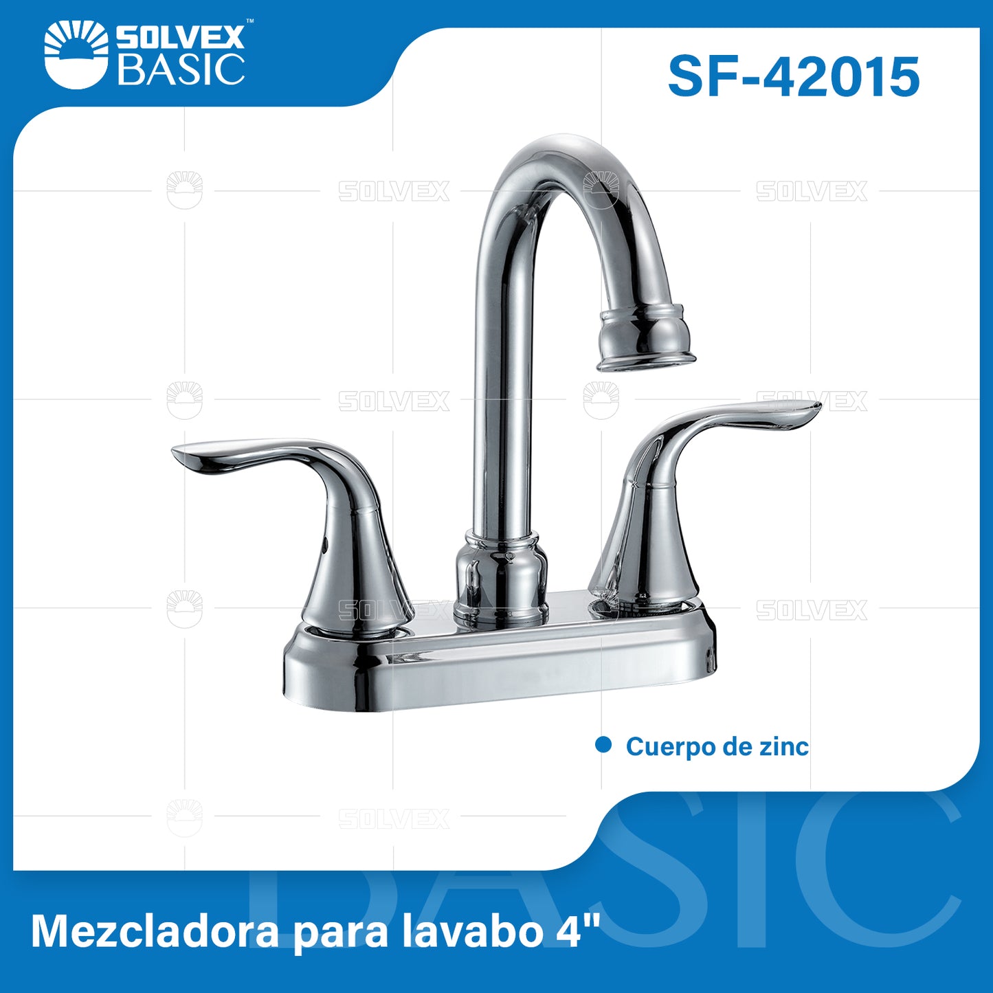 SF-42015-(Caja master 1 CTN=20 SKU)-(MOQ 1 SKU)-Mezcladora para lavabo 4"
Cuerpo de zinc