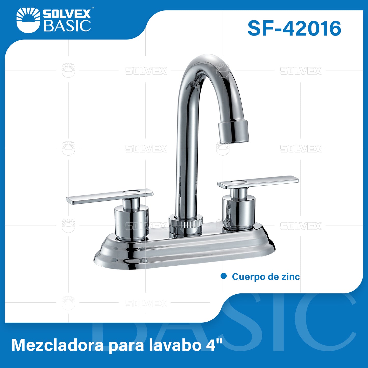 SF-42016-(Caja master 1 CTN=20 SKU)-(MOQ 1 SKU)-Mezcladora para lavabo 4"
Cuerpo de zinc