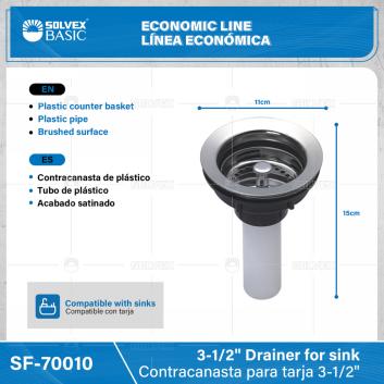 SF-70010-(Caja master 1 CTN=50 SKU)-(MOQ 1 SKU)-Contracanasta para fregadero 3-1/2"
Contracanasta de plástico