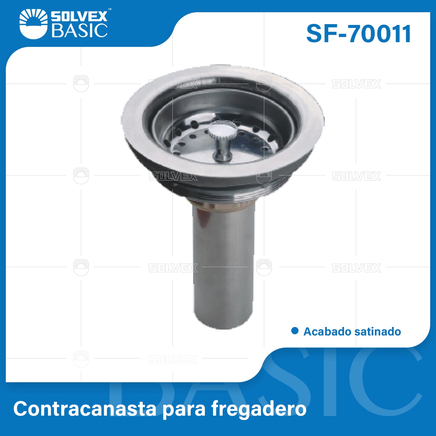 SF-70011-(Caja master 1 CTN=50 SKU)-(MOQ 1 SKU)-Contracanasta para fregadero 3-1/2"
Contracanasta de acero inoxidable