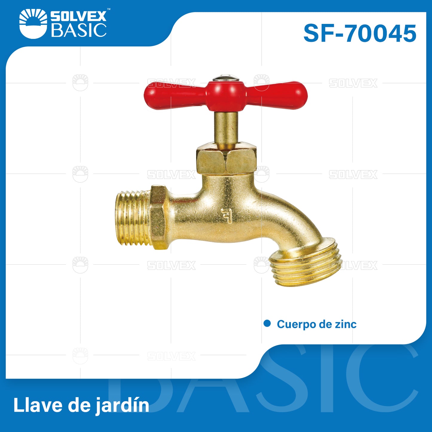 SF-70045-(Caja master 1 CTN=200 SKU)-(MOQ 20 SKU)-Llave de jardín 1/2"
Cuerpo de zinc