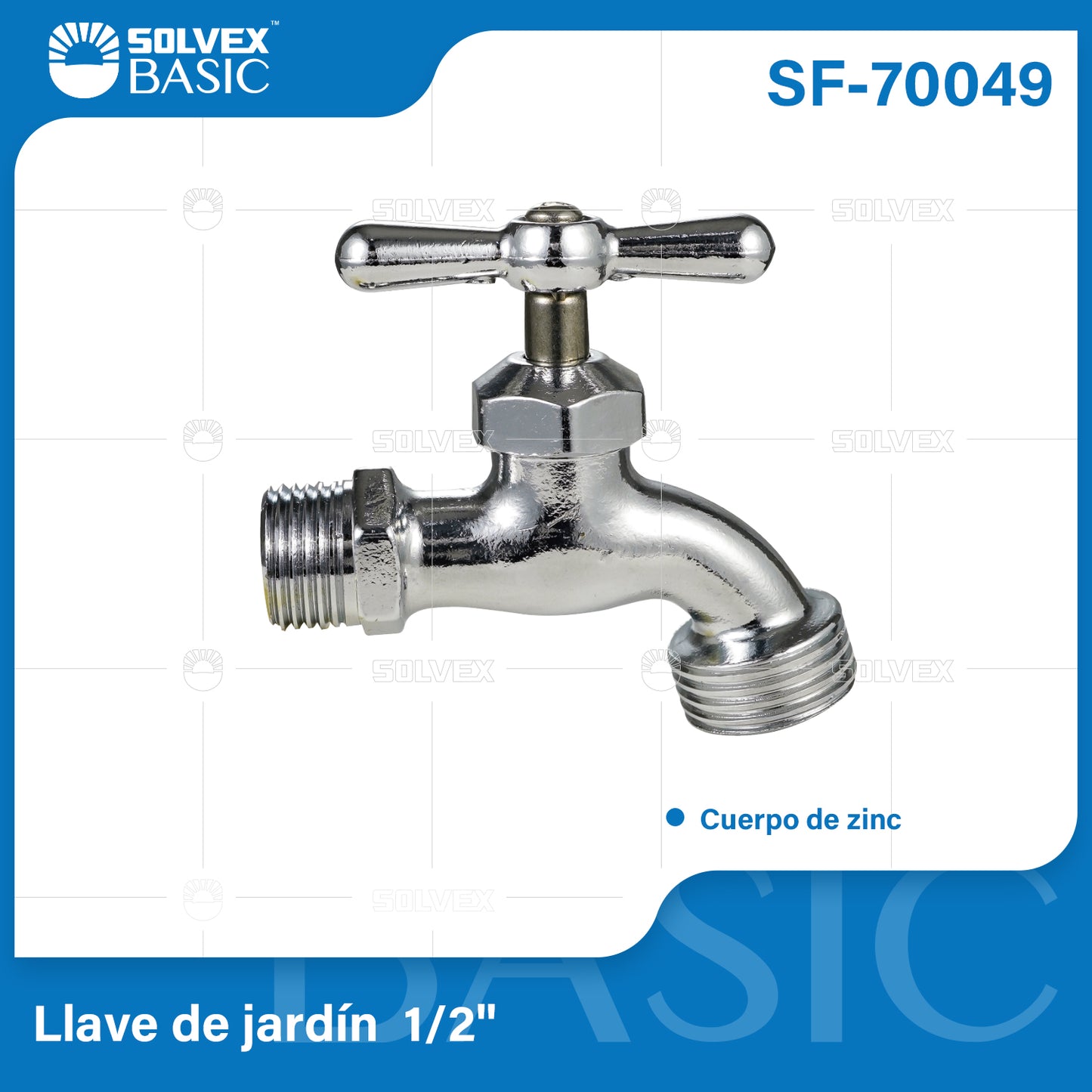 SF-70049-(Caja master 1 CTN=200 SKU)-(MOQ 20 SKU)-Llave de jardín 1/2"
Cuerpo de zinc