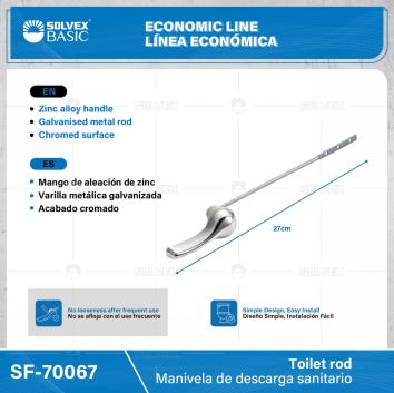 SF-70067-(Caja master 1 CTN=200 SKU)-(MOQ 1 SKU)-Manivela de descarga sanitario
Mango de aleación de zinc